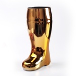 electroplated golden boot beer glass